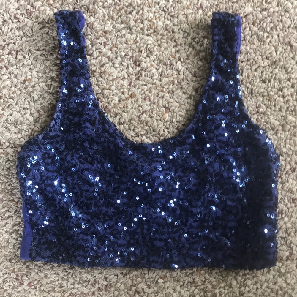 Blue Sequence Crop Top Size Small